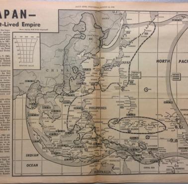 15 sierpnia 1945 Daily News - zdobycze japońskie w Azji i Pacyfiku
