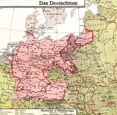 Niemiecka mapa Europy Środkowej (Mitteleuropy) z 1930 roku