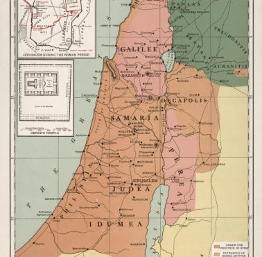 Mapa Palestyny w czasach Jezusa, 4 p.n.e. - 30. n.e., mapa opublikowana w 1912 roku