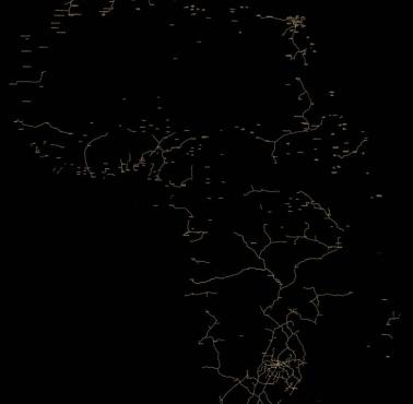 Mapa sieci kolejowej na kontynencie afrykańskim