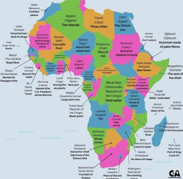 Dosłowne tłumaczenie nazw stolic krajów afrykańskich