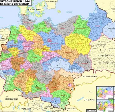 Mapa Wielkich Niemiec w 1943 roku