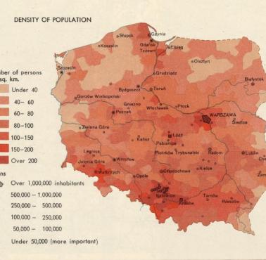 Gęstość zaludnienia Polski w 1967 roku