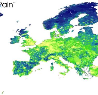 Mapa deszczu przypadająca na osobę w Europie