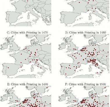 Miejsca w Europie w latach 1450-1500, w których działały drukarnie.