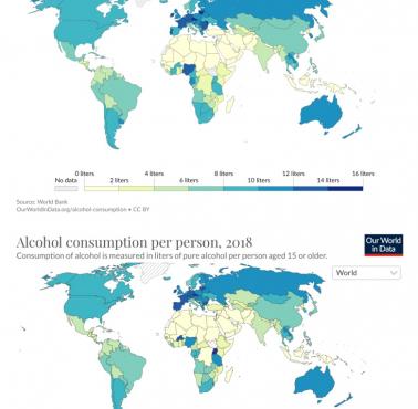 Gdzie pije się najwięcej alkoholu na osobę w poszczególnych krajach świata
