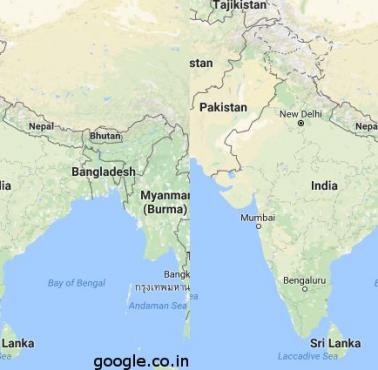 Mapa Indii w Google.co.in i Google.com