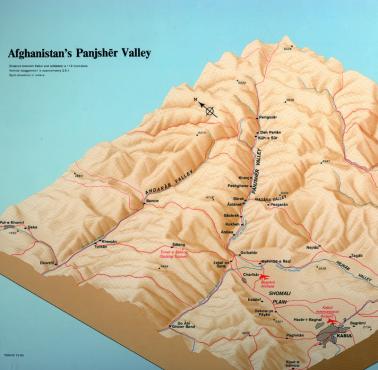 Topograficzna mapa Doliny Pandższeru w Afganistanie