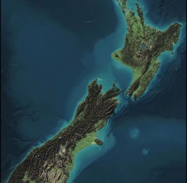 Reliefowa mapa Nowej Zelandii