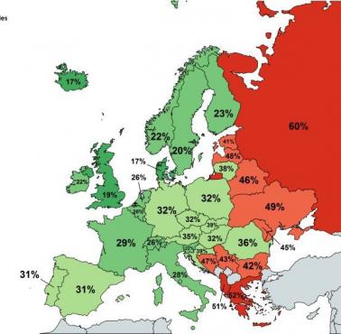 Odsetek palących mężczyzn w Europie