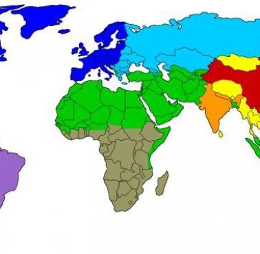 Mapa cywilizacji, oparta na publikacji Huntingtona „Zderzenie cywilizacji”