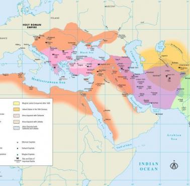 Mapa zasięgu (głównych bitew) Imperium Osmańskiego