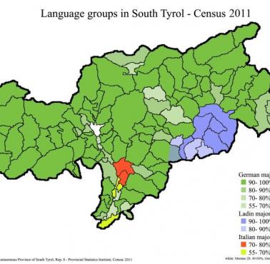 Rozkład językowy w Południowym Tyrolu, Włochy 2011