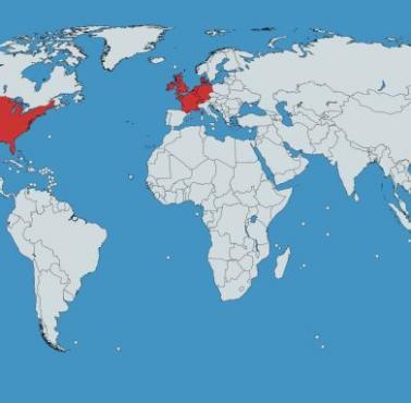 Więcej bogactwa jest w państwach zaznaczonych na czerwono niż w pozostałych