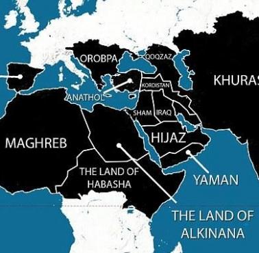 Plany terytorialne państwa islamskiego (ISIS) w 2014. Taki zasięg miało osiągnąć do 2019 roku