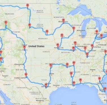 Optymalna trasa podróży przez całe USA