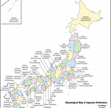 Mapa etymologiczna japońskich prefektur
