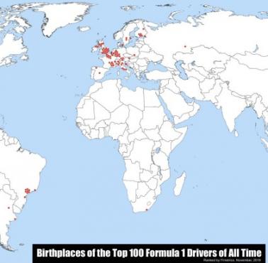 Liczba mistrzów świata Formuły 1 w poszczególnych państwach świata