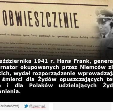15.10.1941 r. H.Frank wydał rozporządzenie wprowadzające karę śmierci dla Żydów, którzy opuścili teren getta ....