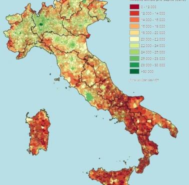 PKB na mieszkańca w włoskich gminach