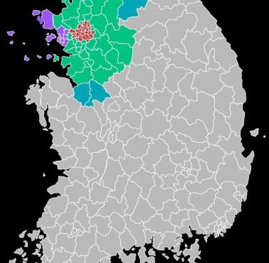 Połowa mieszkańców Korei Południowej mieszka na obszarze kolorowym (metropolia Seul)