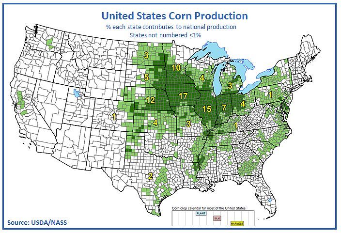 Obszary upraw kukurydzy w USA
