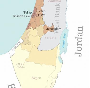 Gęstość zaludnienia Izraela, dane 2014