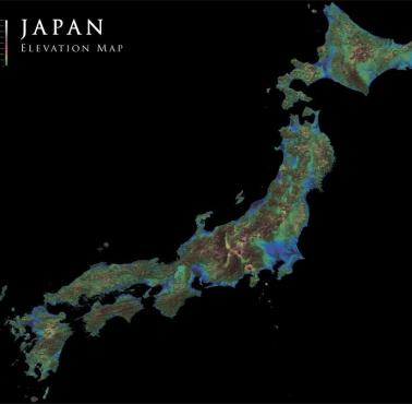 Hipsometryczna mapa Japonii