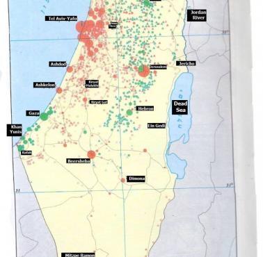 Osady żydowskie i nieżydowskie w Izraelu, Strefie Gazy, na Zachodnim Brzegu Jordanu i Wzgórzach Golan w 1990 roku