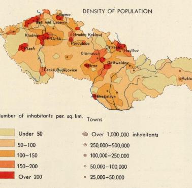 Gęstość zaludnienia Czechosłowacji, 1967