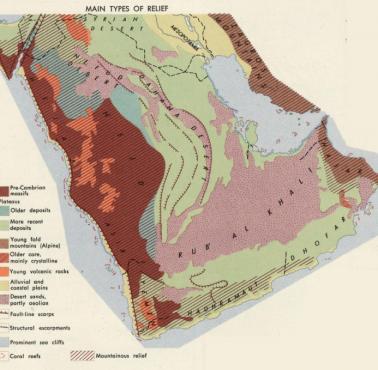 Reliefowa mapa Arabii (lata 60. XX wieku), 1967