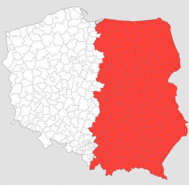 Polska podzielona na dwa obszary o równej populacji