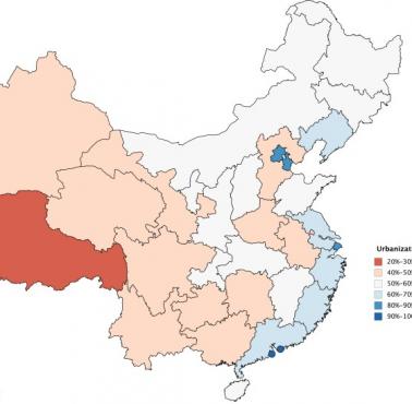 Najbardziej zurbanizowane obszary Chin