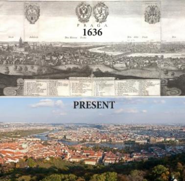 Praga w 1636 i obecnie