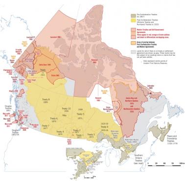 Kształtowanie się granic Kanady na podstawie podpisanych traktatów od 1725 roku
