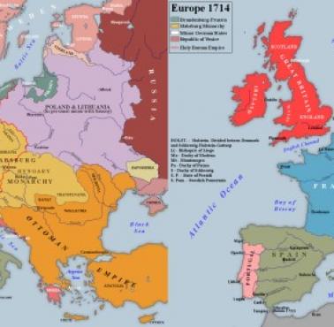 Europa przed i po wojnie o sukcesję hiszpańską, 1700 i 1714