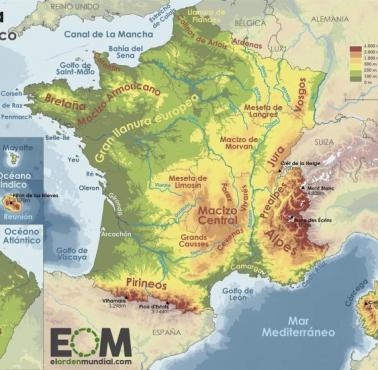 Reliefowa mapa Francji