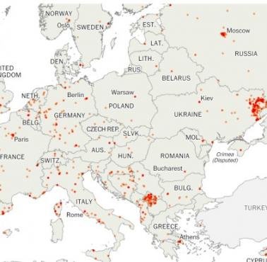Mapa ataków terrorystycznych w Europie od 1970 do 2015 roku