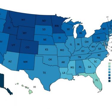 Najniższa zarejestrowana temperatura w USA (według stanów)