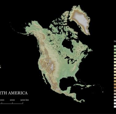 Reliefowa mapa Ameryki Północnej