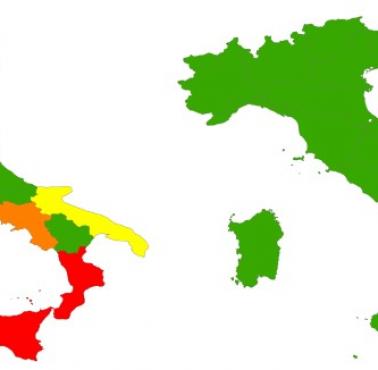 Zabójstwa w Włoszech według regionów w 1991 i 2016 roku