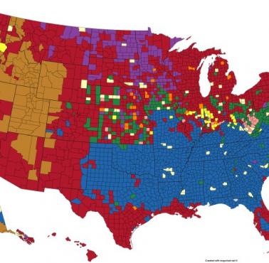 Dominująca grupa religijna (najwięcej wyznawców) w każdym hrabstwie USA