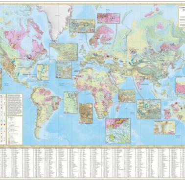 Mapa wszystkich znanych złóż uranu na całym świecie, wydanych przez Międzynarodową Agencję Energii Atomowej