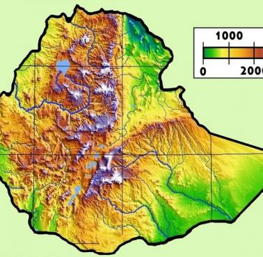 Reliefowa mapa Etiopii
