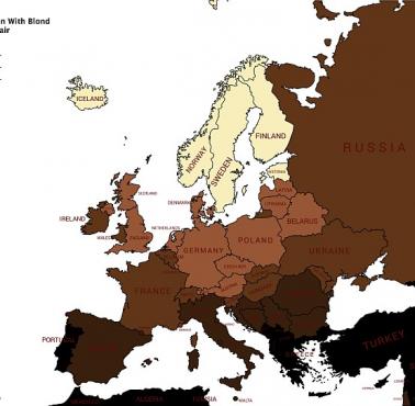 Procent mężczyzn z włosami blond/rudymi/jasnobrązowymi w Europie
