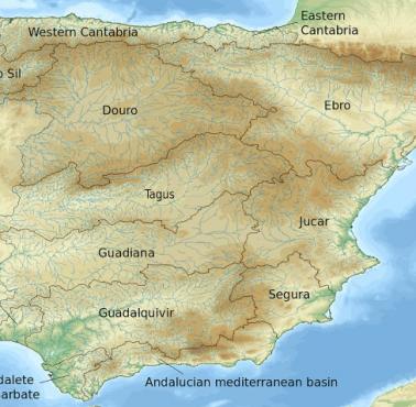 Dorzecza największych rzek Hiszpanii