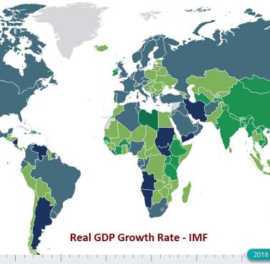 Tempo wzrostu PKB we wszystkich krajach na świecie w 2018 roku