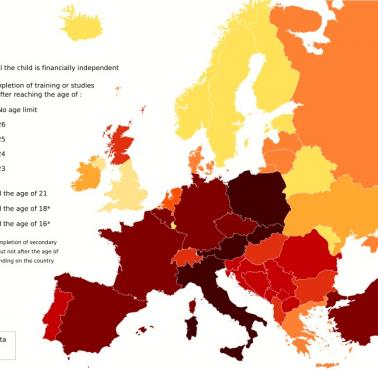 Maksymalny wiek otrzymywania alimentów na dziecko w Europie