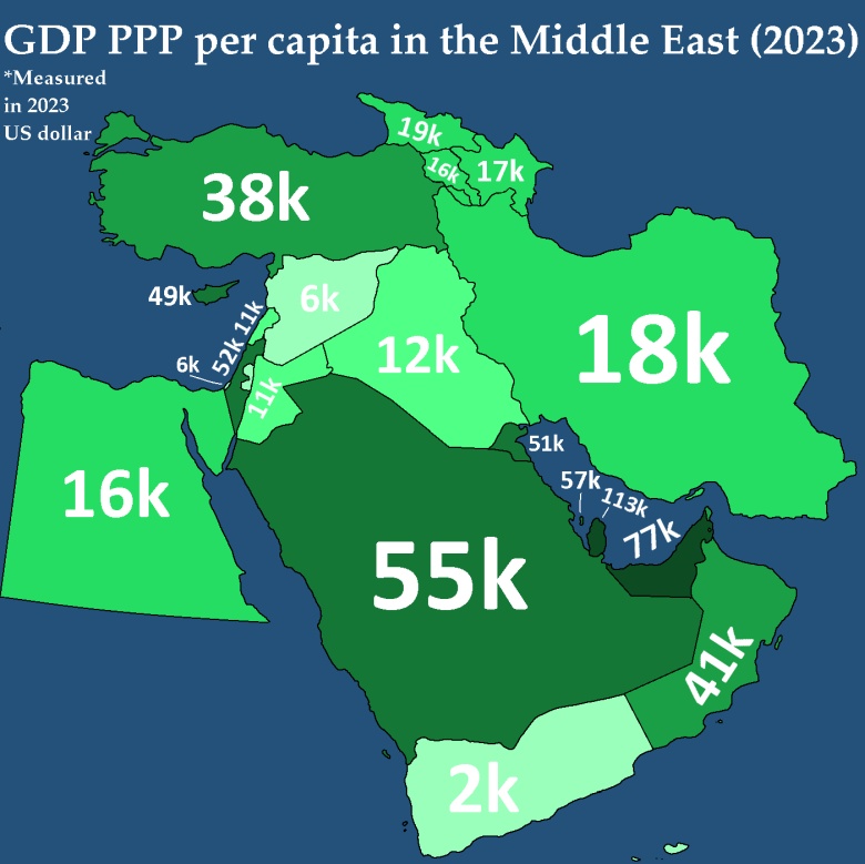 PKB na mieszkańca na Bliskim Wschodzie