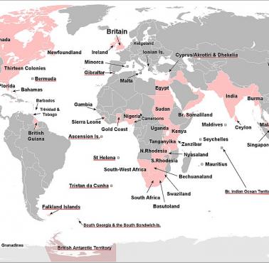 Wszystkie obszary świata, które kiedykolwiek były częścią Imperium Brytyjskiego